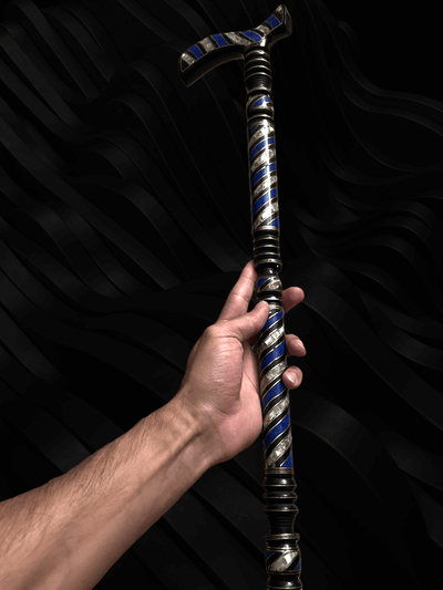 Walking Cane | Handmade with Natural Lapis & Seashells stones - AlAliGems