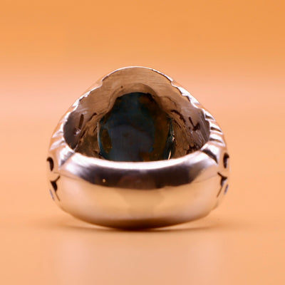 Unique Clear Feroza Turquoise Stone Ring | Genuine Natural Iranian Feroza Stone - AlAliGems