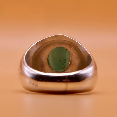 Handmade Persian Sterling Silver Ring with Emerald Stone - Al Ali Gems