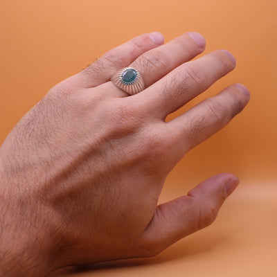 Handmade Persian Sterling Silver Ring with Emerald Stone - Al Ali Gems