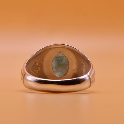 Handmade Persian Sterling Silver Ring with Emerald Stone - Al Ali Gems