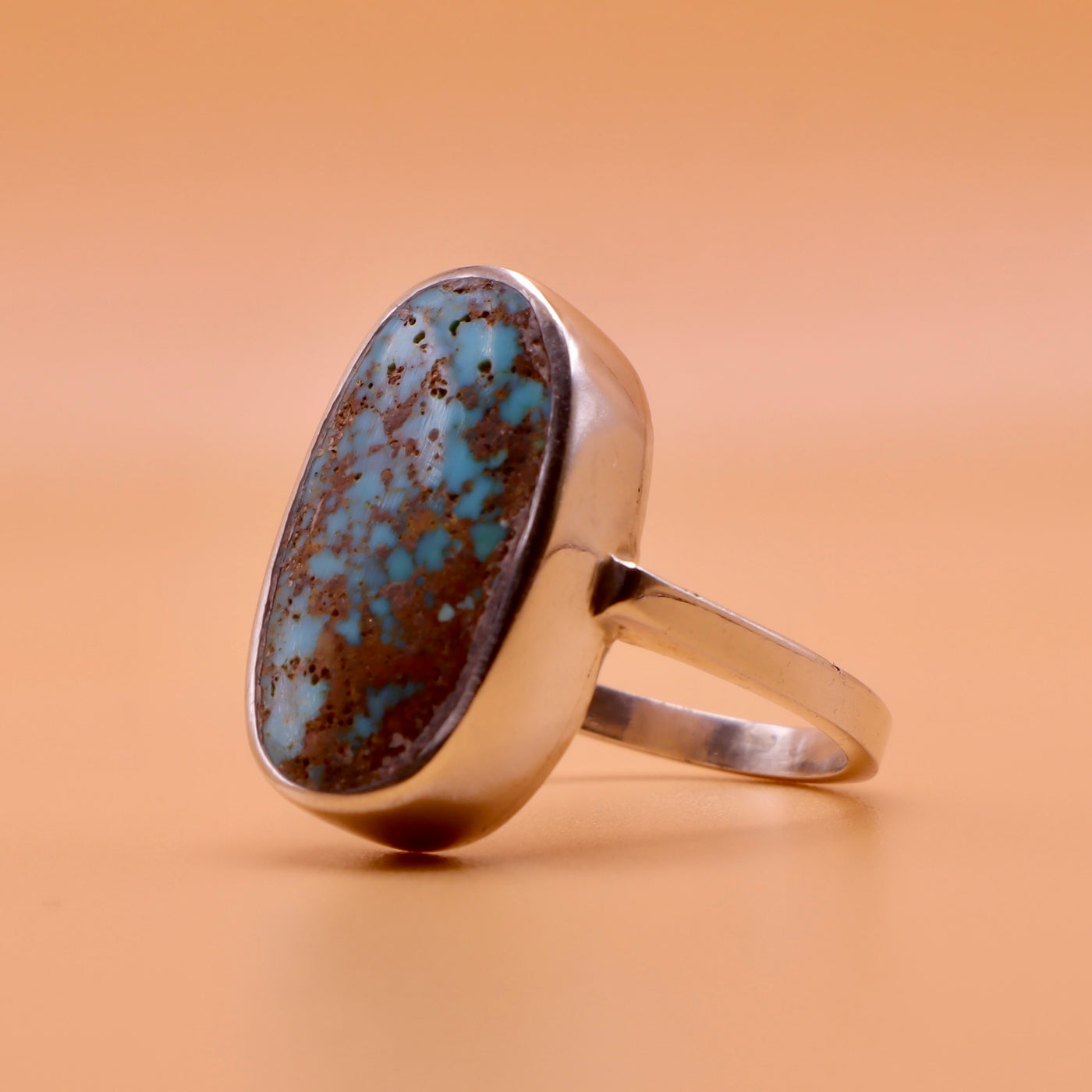 Nishapuri Feroza Ring for Ladies | Genuine Persian Turquoise Sterling Silver Ring with Unisex US Size 7 - AlAliGems