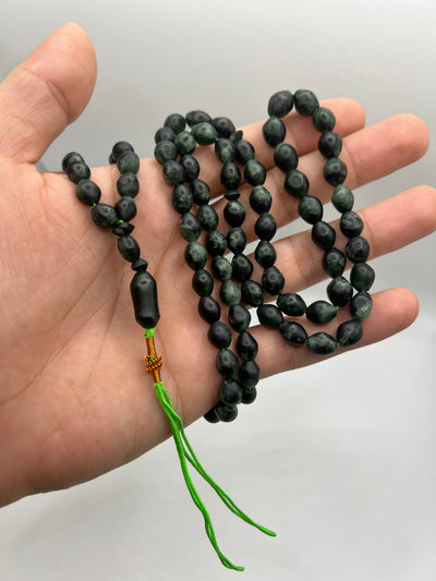 Rare Edition Dark Green Shah Maghsoud Tasbih - Al Ali Gems