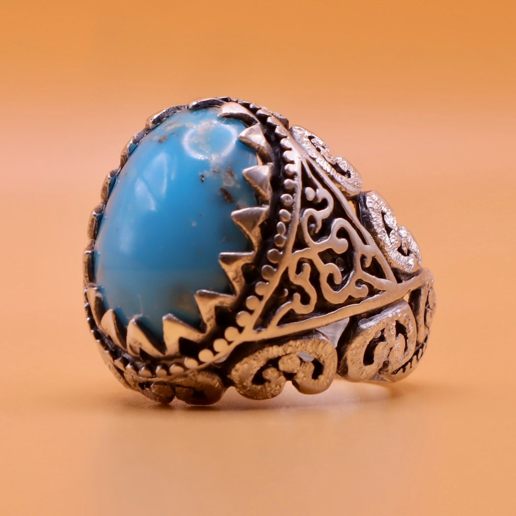 Genuine Persian Feroza Turquoise Ring - AlAliGems