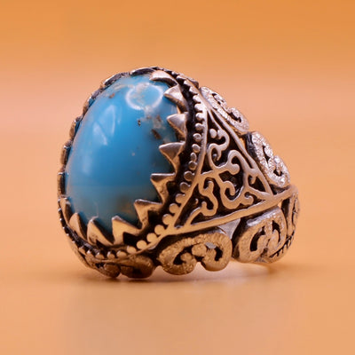 Genuine Persian Feroza Turquoise Ring - AlAliGems