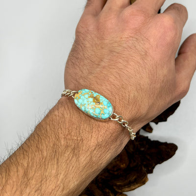Iranian Turquoise Feroza Stone Bracelet | Original Nishapuri Feroza Stone - Al Ali Gems