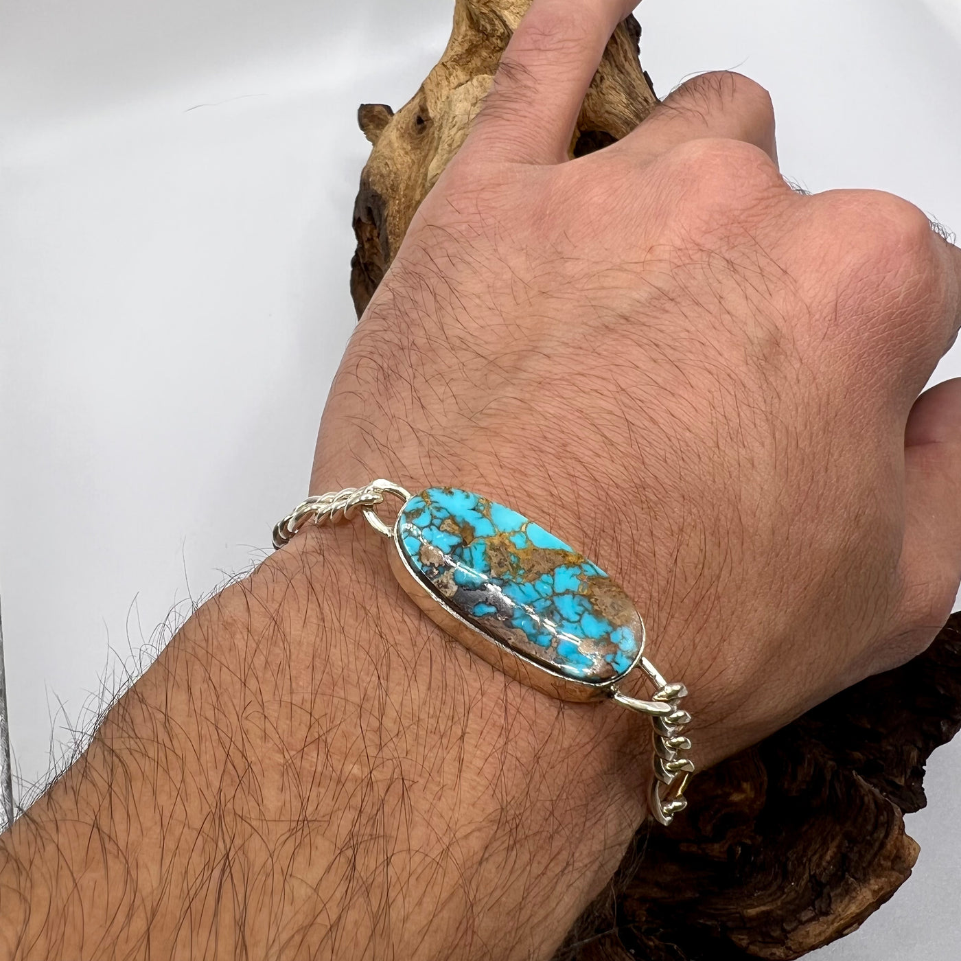 Iranian Turquoise Feroza Stone Bracelet | Original Nishapuri Feroza Stone - Al Ali Gems