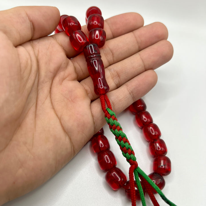 Vintage Old Oval Red Bakelite Tasbih Sandeloos Tasbih - سبحة بكلايت الماني احمر قديم⁩⁩ - Al Ali Gems