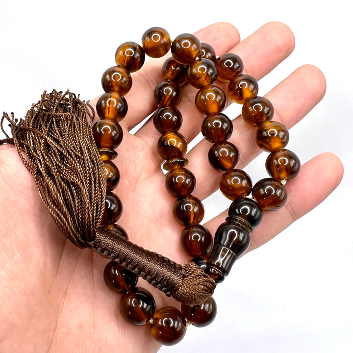 Round Amber Sandalos Bakelite Tasbih سندلس بكلايت كهرماني⁩⁩⁩ - AlAliGems