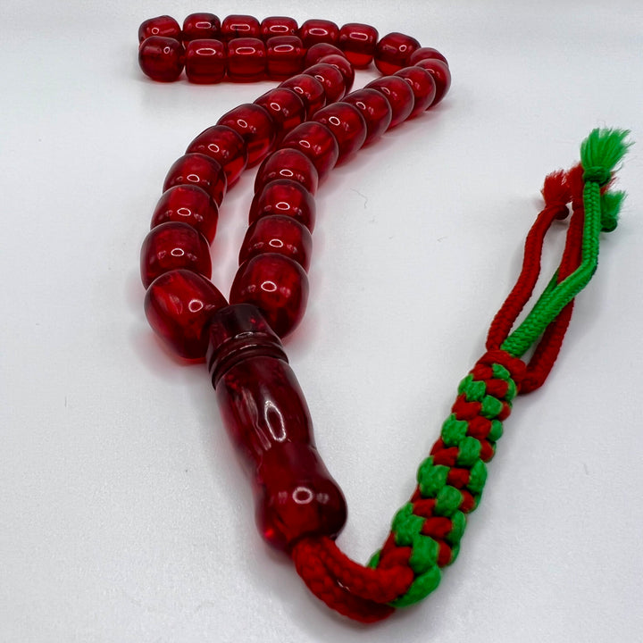 Vintage Old Oval Red Bakelite Tasbih Sandeloos Tasbih - سبحة بكلايت الماني احمر قديم⁩⁩ - Al Ali Gems