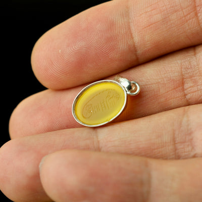 Yellow Aqeeq Pendant Engraved with Sharaf Al Shams - AlAliGems