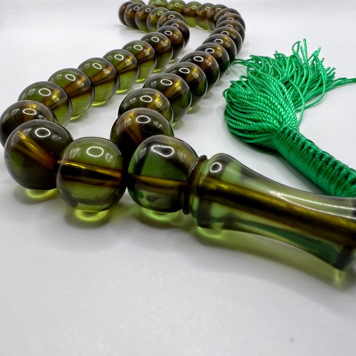 Round Olive Bakelite Tasbih Prayer Beads / سبحة بكلايت - AlAliGems