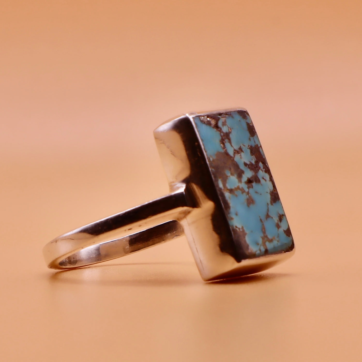 Nishapuri Feroza Ring | Genuine Persian Turquoise Sterling Silver Ring with Unisex US Size 6.5 - AlAliGems