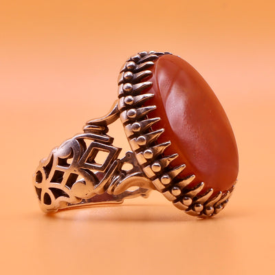 Rare Red Dur e Najaf Ring Silver | خاتم در النجف الحسيني الاصلي | AlAliGems | Genuine Dur E Najaf Stone Ring | Dur Hussaini | US Size 10 - Al Ali Gems