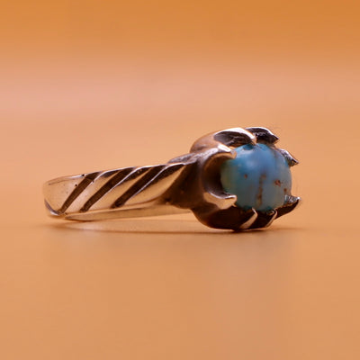 Genuine Persian Feroza Turquoise Ring | Handmade Sterling Silver Ring - AlAliGems