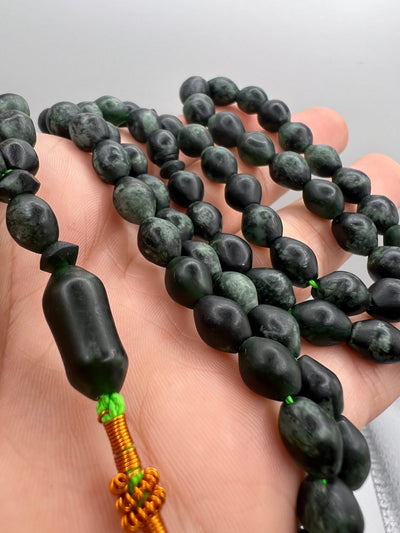 Rare Edition Dark Green Shah Maghsoud Tasbih - Al Ali Gems