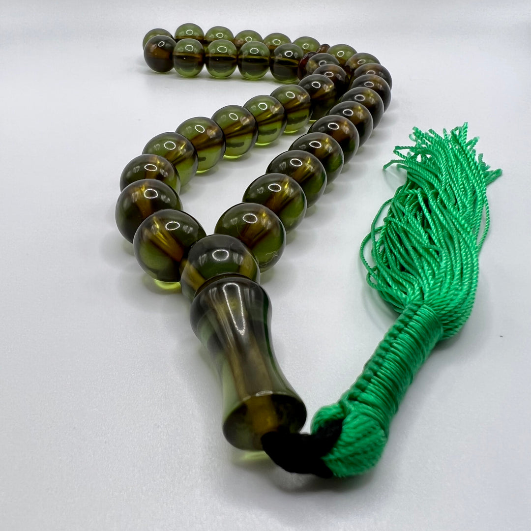 Round Olive Bakelite Tasbih Prayer Beads / سبحة بكلايت - AlAliGems