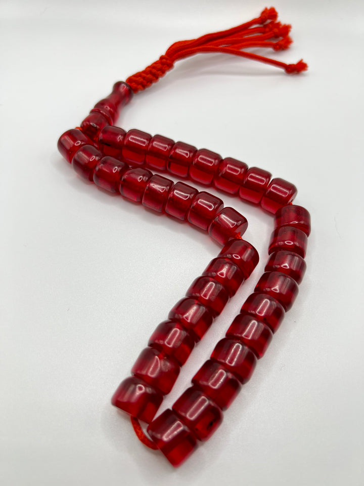 Vintage Old Red Bakelite Tasbih Sandeloos Tasbih - سبحة بكلايت الماني احمر قديم - Al Ali Gems