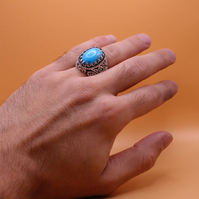 Genuine Persian Feroza Turquoise Ring - AlAliGems