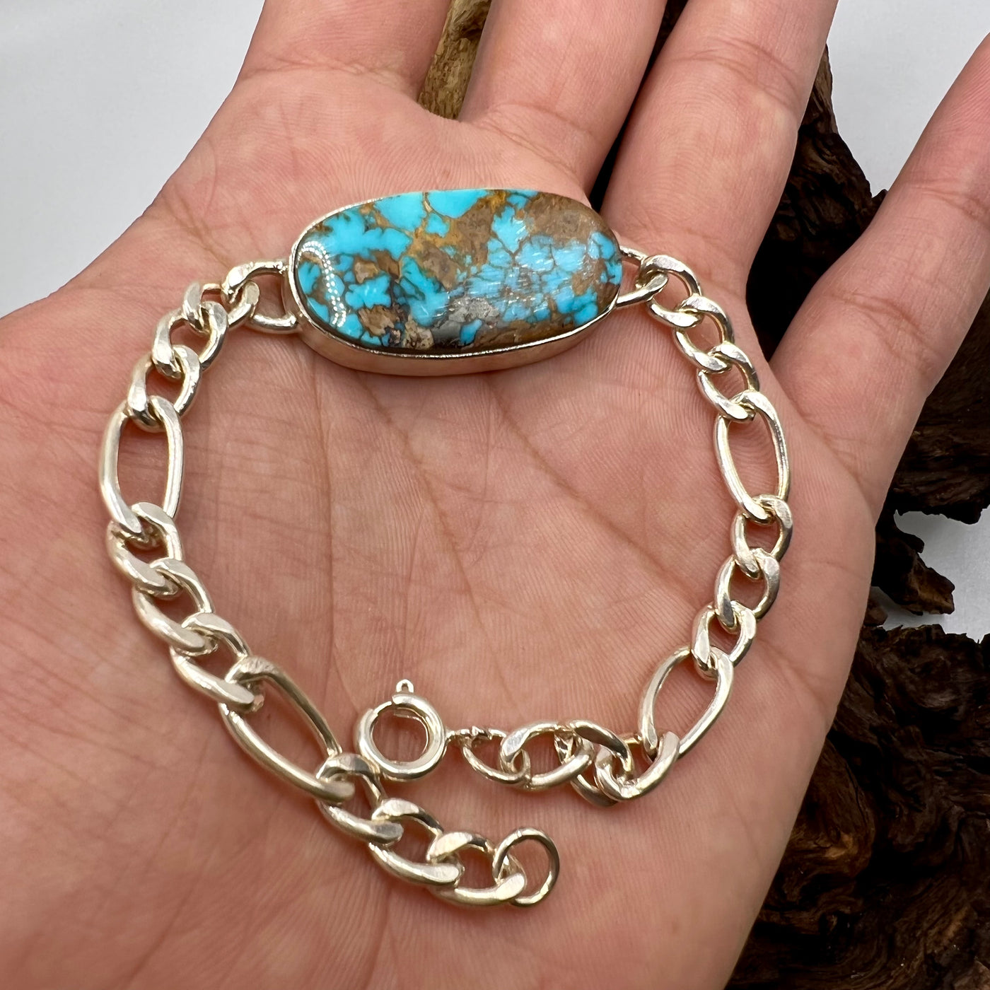 Iranian Turquoise Feroza Stone Bracelet | Original Nishapuri Feroza Stone - Al Ali Gems