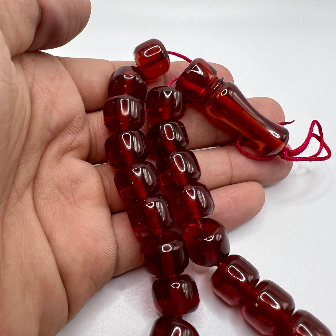 Vintage Red/Flakes Bakelite Tasbih Sandalos Tasbih سبحة بكلايت الماني احمر - Al Ali Gems