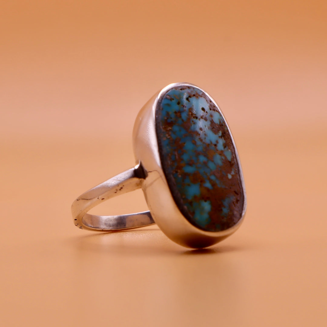 Nishapuri Feroza Ring for Ladies | Genuine Persian Turquoise Sterling Silver Ring with Unisex US Size 7 - AlAliGems