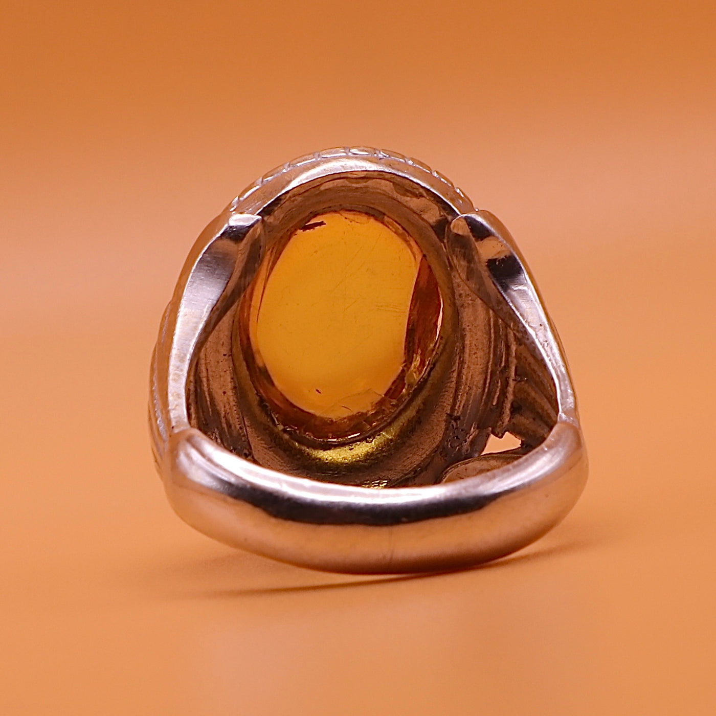 Handmade Amber Silver Ring - Kahraman Natural Amber - US Size 11.25 - AlAliGems
