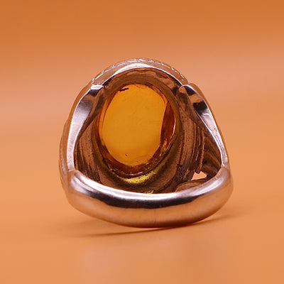 Handmade Amber Silver Ring - Kahraman Natural Amber - US Size 11.25 - AlAliGems