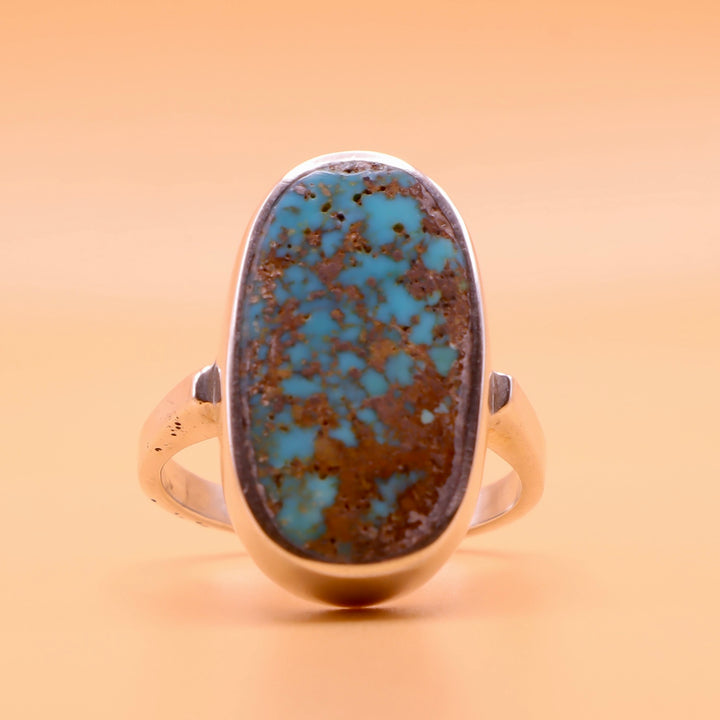 Nishapuri Feroza Ring for Ladies | Genuine Persian Turquoise Sterling Silver Ring with Unisex US Size 7 - AlAliGems