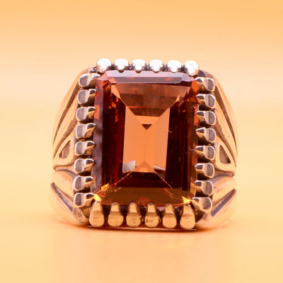 Handmade Silver Ring For Men | Alexandrite Ring Color Changing Stone | US Size 10.5 - Al Ali Gems