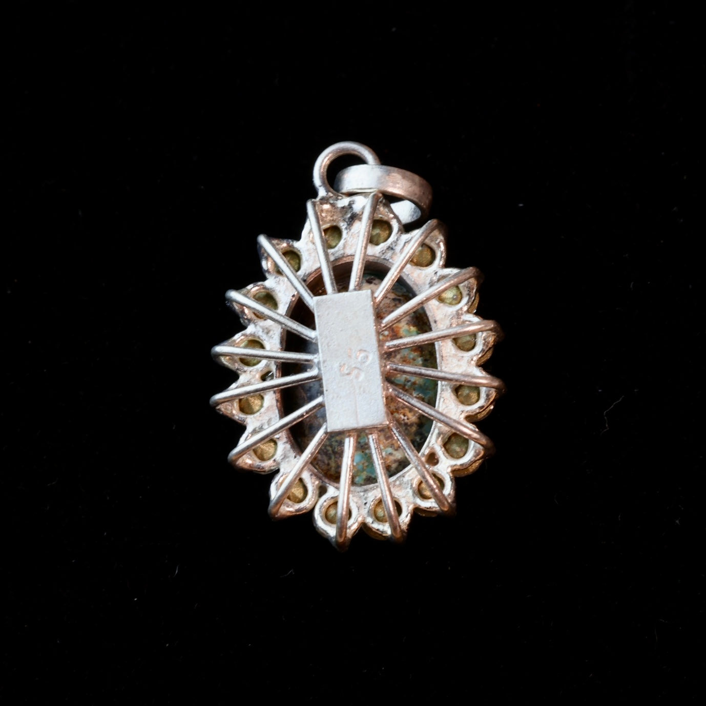 Neyshabur Turquoise Stone Pendant | Feroza Pendant with Cubic Zirconia - Al Ali Gems