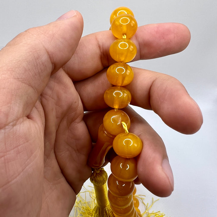 Clear Amber Sandalos Bakelite Tasbih سندلس بكلايت مسكي معرق قديم⁩⁩ - AlAliGems