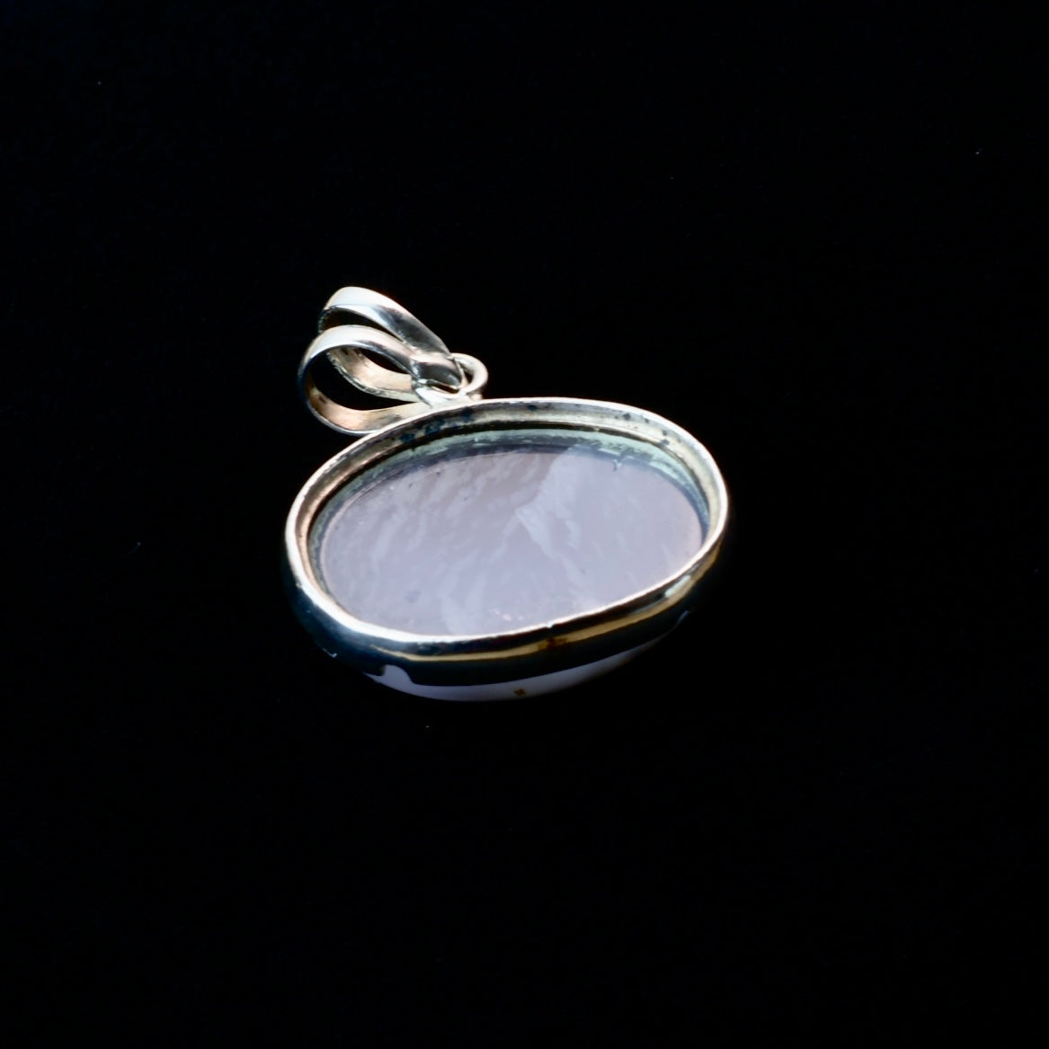 Oval Yemeni Mosawar Aqeeq Stone Pendant | Handmade Sterling Silver | قلادة عقيق يماني مصور طبيعي⁩⁩⁩⁩⁩⁩ - AlAliGems