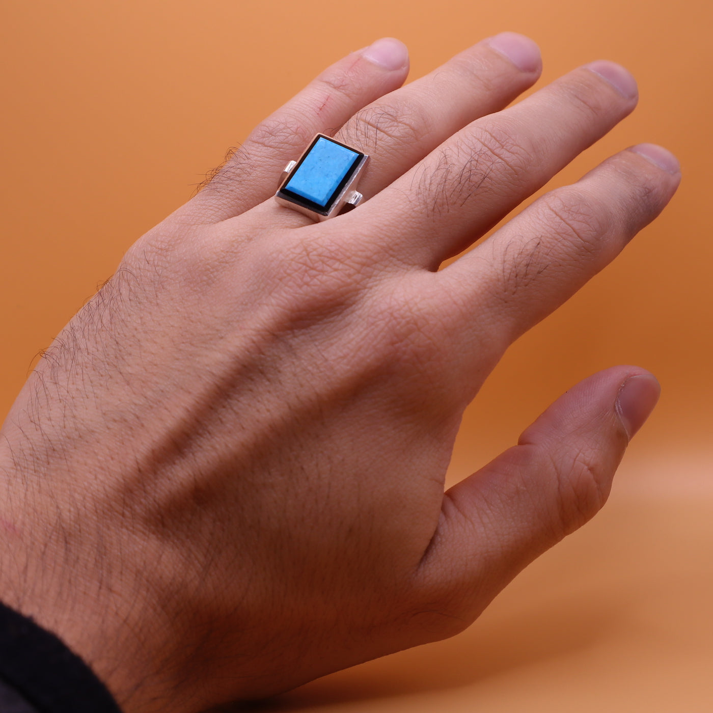Aqeeq and Feroza Ring | Hirz Jawad Inside | Real Nyshapur Turquoise Stone US Size 10 - Al Ali Gems