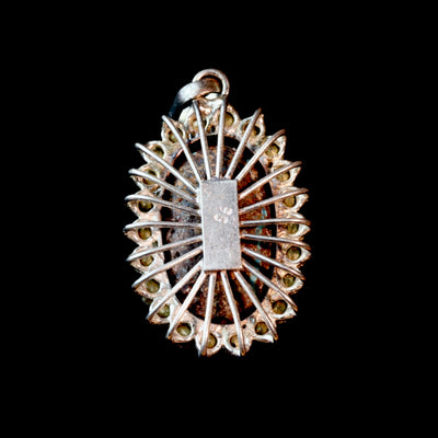Oval Blue Neyshabur Turquoise Stone Pendant | Feroza Pendant with Cubic Zirconia - Al Ali Gems
