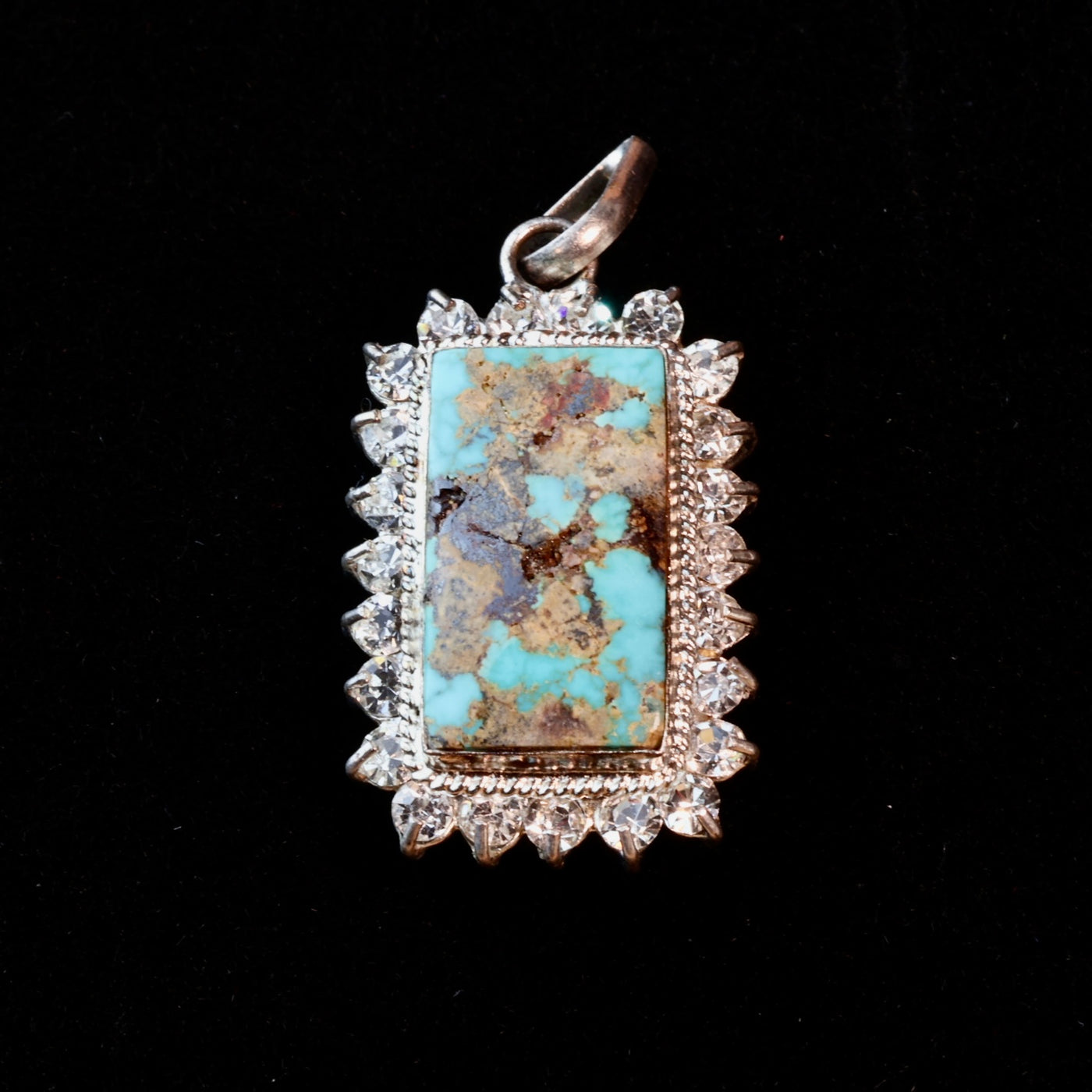 Neyshabur (Nishapur) Turquoise Stone Pendant | Feroza Pendant with Cubic Zirconia - Al Ali Gems