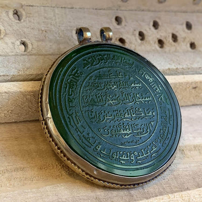 Islam Engraved Arabic, Dua, Quran engrave pendant Car decoration Hanging Green aqeeq quran verses for traveling AlAliGems - Al Ali Gems