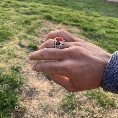 Multi Stone Handmade Persian Ring | Ruby Emerald Sapphire Peridot Agate Quartz Turquoise - Al Ali Gems