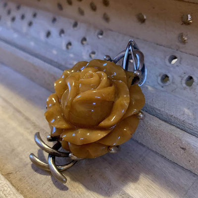 NATURAL BALTIC AMBER STERLING SILVER ROSE PENDANT | کهربا كهرمان | KAHRAMAN | KAHROBÂ | کهربا - Al Ali Gems