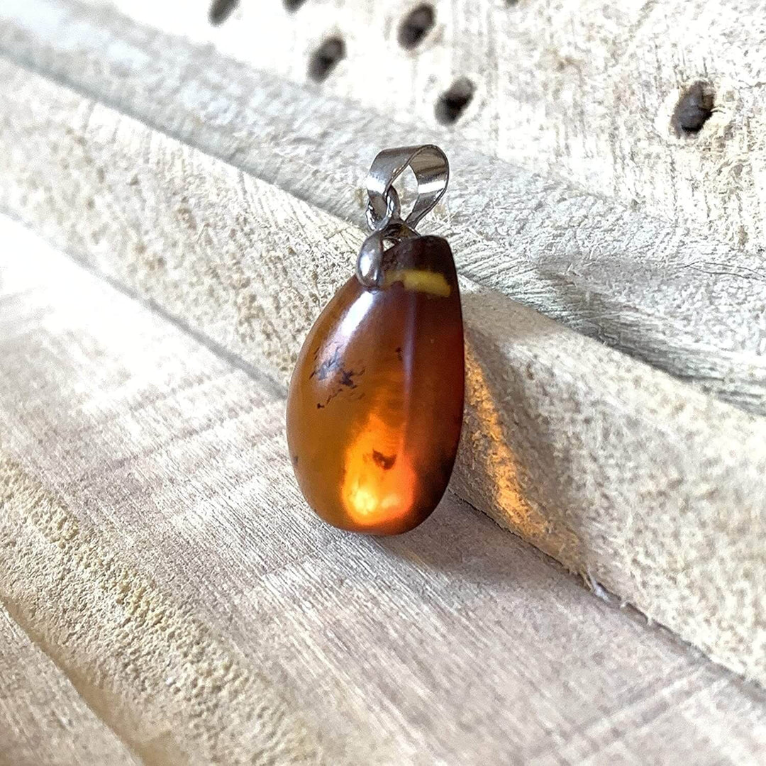 Natural Baltic Amber Sterling Silver Pendant | کهربا كهرمان | Kahraman | Kahrobâ | کهربا - Al Ali Gems