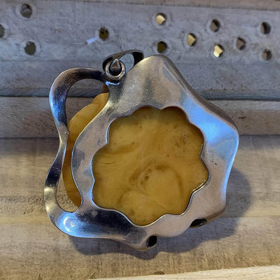 NATURAL BALTIC AMBER STERLING SILVER ROSE PENDANT | کهربا كهرمان | KAHRAMAN | KAHROBÂ | کهربا - Al Ali Gems