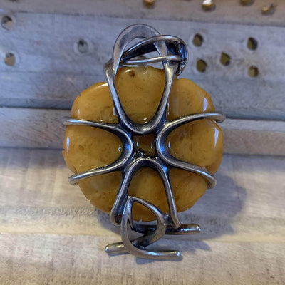 NATURAL BALTIC AMBER STERLING SILVER ROSE PENDANT | کهربا كهرمان | KAHRAMAN | KAHROBÂ | کهربا - Al Ali Gems