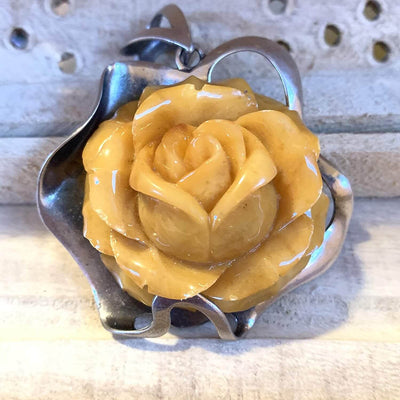 NATURAL BALTIC AMBER STERLING SILVER ROSE PENDANT | کهربا كهرمان | KAHRAMAN | KAHROBÂ | کهربا - Al Ali Gems