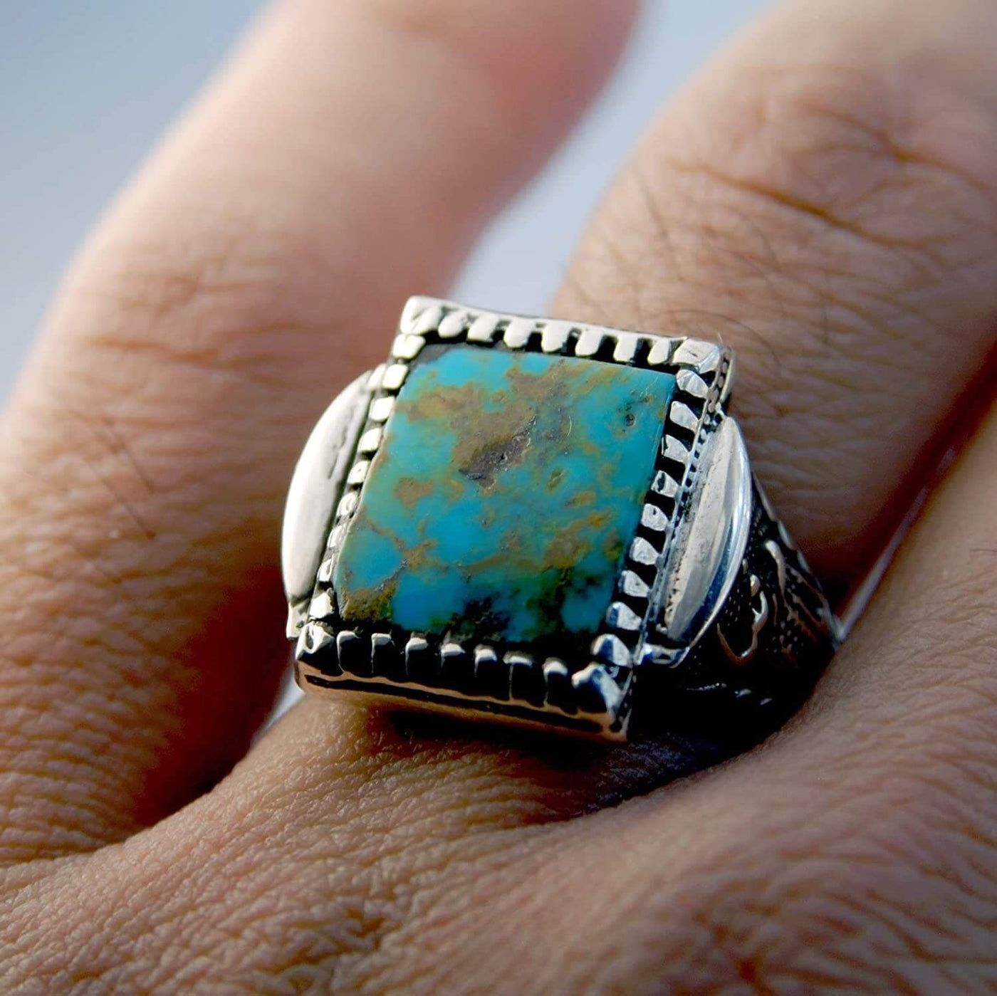 Natural Persian Turquoise Ring | AlAliGems | S925 | Oval Blue Neyshabur Turquoise | US Size 10 - Al Ali Gems