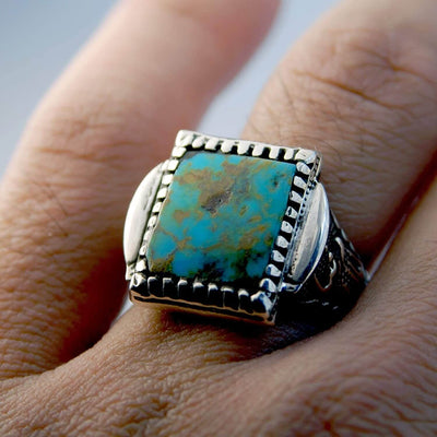 Natural Persian Turquoise Ring | AlAliGems | S925 | Oval Blue Neyshabur Turquoise | US Size 10 - Al Ali Gems