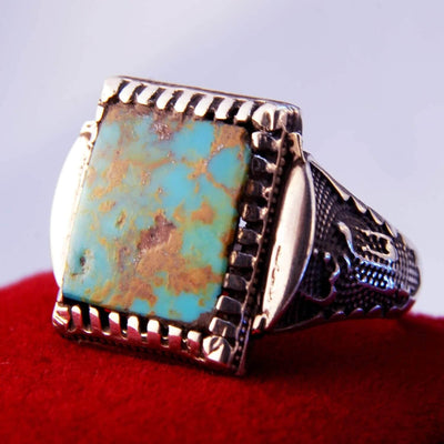 Natural Persian Turquoise Ring | AlAliGems | S925 | Oval Blue Neyshabur Turquoise | US Size 10 - Al Ali Gems