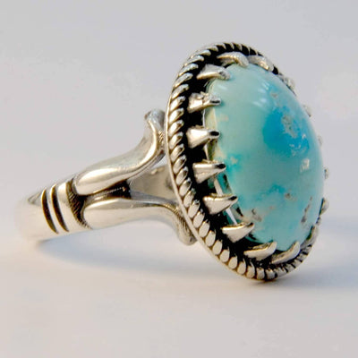 Natural Persian Turquoise Ring | AlAliGems | S925 | Oval Blue Neyshabur Turquoise | US Size 10.25 - Al Ali Gems