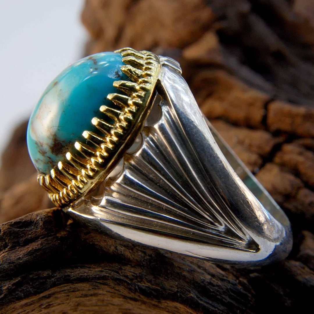 Natural Persian Turquoise Ring | AlAliGems | S925 | Oval Blue Neyshabur Turquoise | US Size 10.25 - Al Ali Gems
