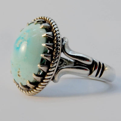 Natural Persian Turquoise Ring | AlAliGems | S925 | Oval Blue Neyshabur Turquoise | US Size 10.25 - Al Ali Gems