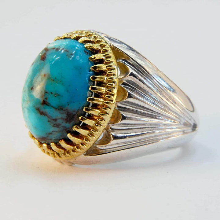 Natural Persian Turquoise Ring | AlAliGems | S925 | Oval Blue Neyshabur Turquoise | US Size 10.25 - Al Ali Gems